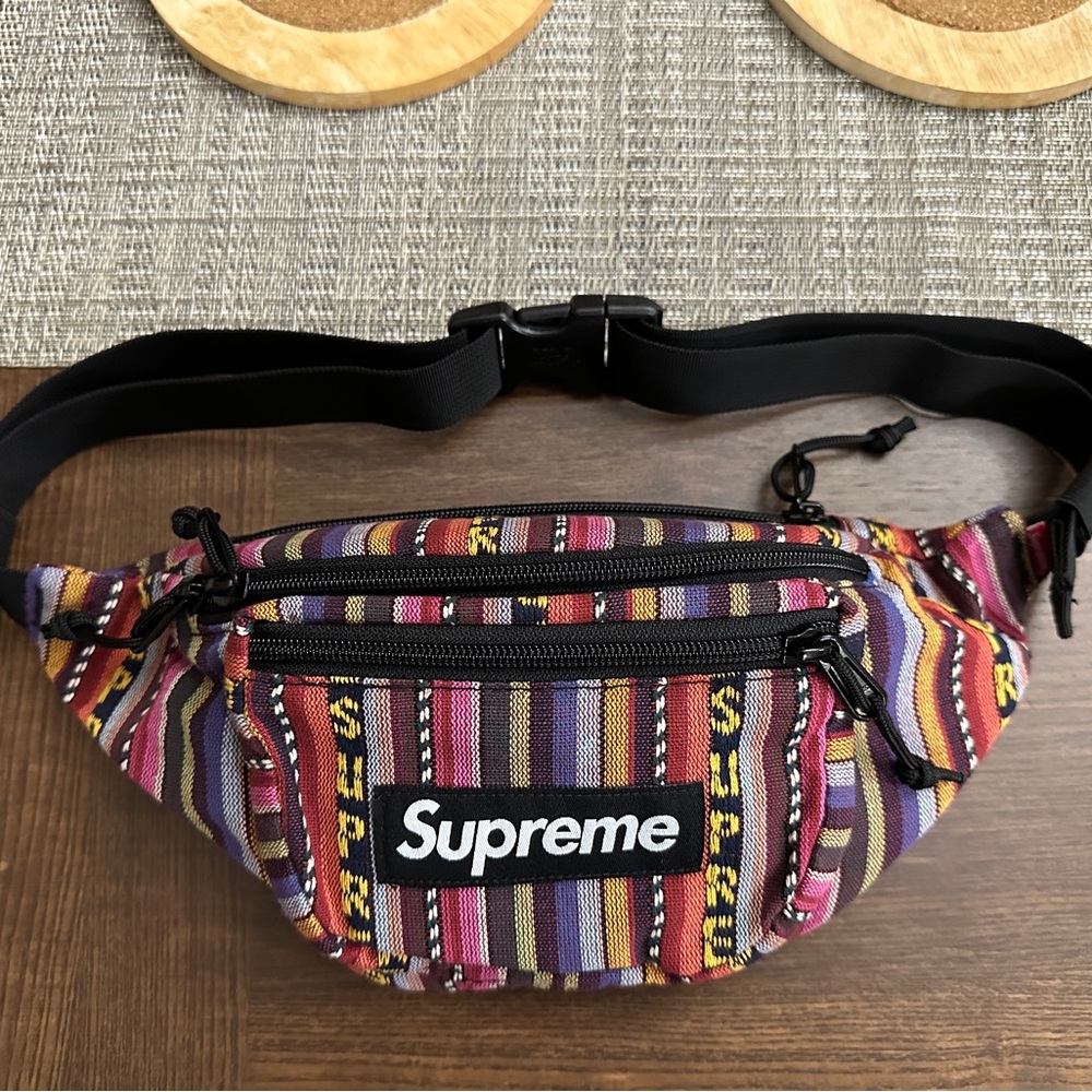 Supreme SS20 Woven Stripe Multi-Color Waist Bag